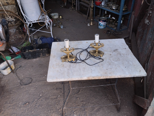 Antiguo Juego De Portatiles Lamparas De Bronce Funcionando 0