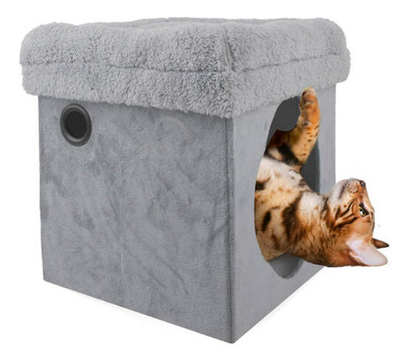 Cama Y Juego Para Gatos Lambswool - 2 In 1 Cat Castlegrey 0