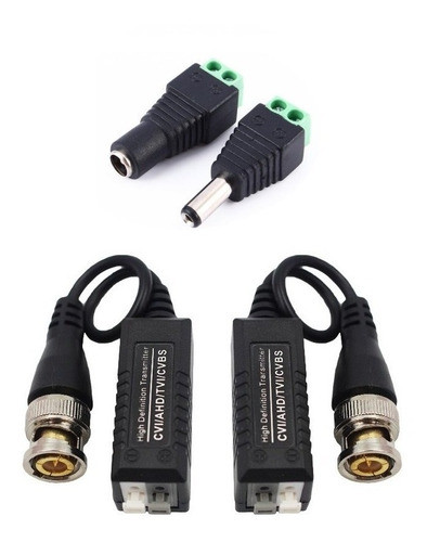Par Balun Camara Seguridad Cctv Utp Pasivo Bnc + Fichas Plug 0