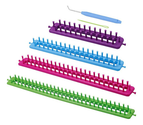 Set 4 Telares Rectos Telar Plastico X 4 Medidas Con Aguja 0