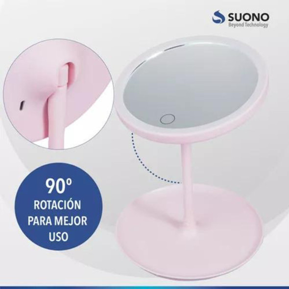 Base Con Luz Maquillaje Usb 90° Espejo Desmaquillante 1