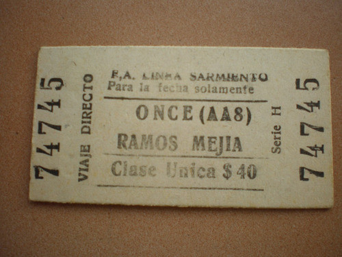 Boleto Usado Ida Ferrocarril Sarmiento 0