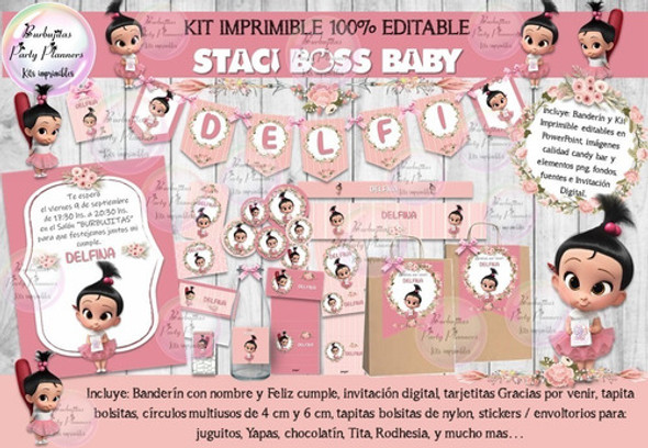 Kit Imprimible Candy Bar Staci Boss Baby 100% Editable 1