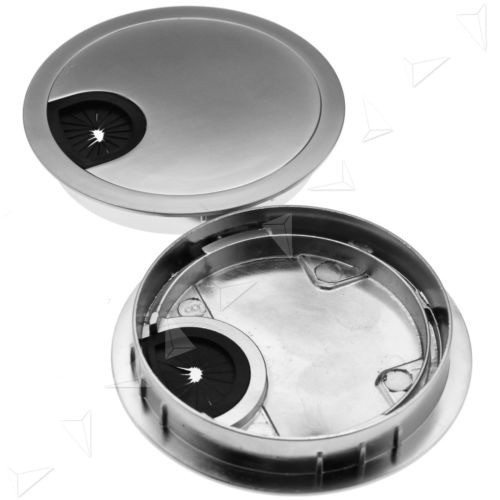 2pcs 80mm Computadora Ojal Metálico Para Escritorio Mesa Cab 0
