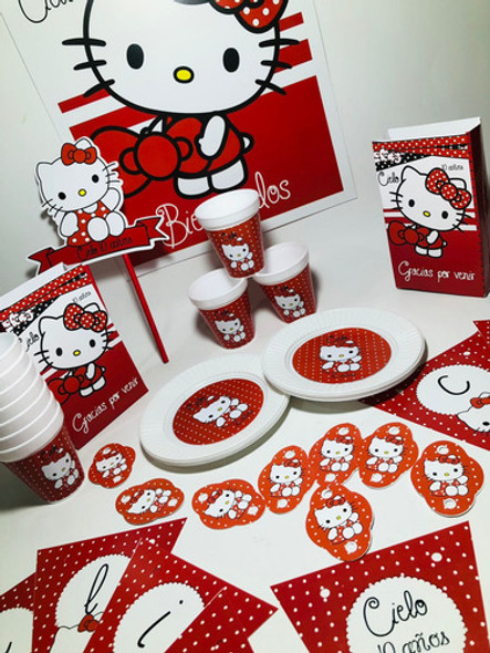 Cotillón Infantil Personalizado X 30 Kitty Rojo 1