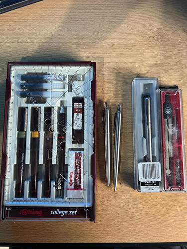 Kit De Dibujo Usado Rotring College Set + Parker Jotter Etc 0