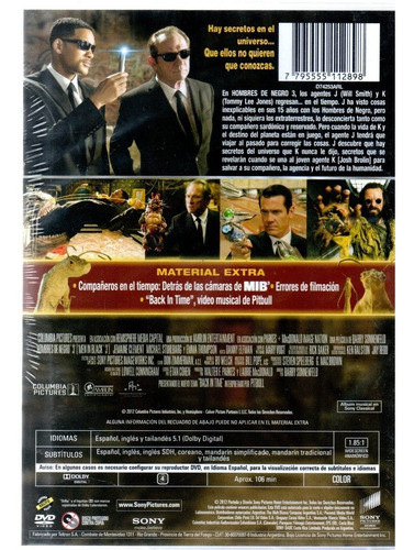 Mib3 Hombres De Negro 3 - Dvd Nuevo Original Cerrado - Mcbmi 1