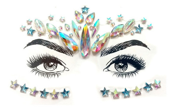 Strass Facial Sticker Autoadhesivo Cristales Fiesta 02 0