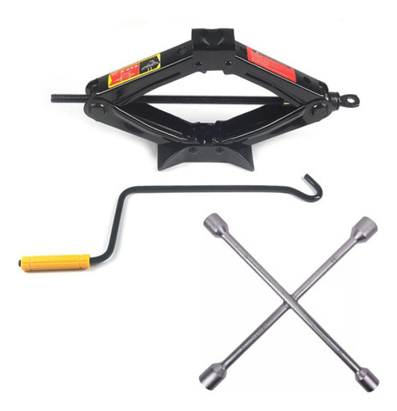 Gato Tipo Tijera 2t + Llave Cruz Cambio Neumatico Para Auto 0