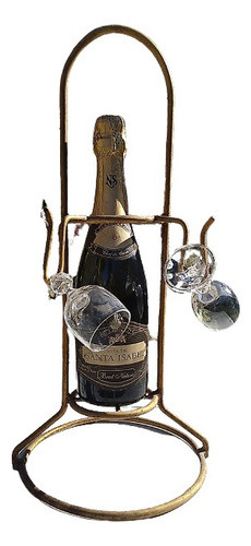 Porta Vino P/4 Copas De Hierro (no Incluye Botella Ni Copas) 0