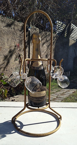 Porta Vino P/4 Copas De Hierro (no Incluye Botella Ni Copas) 1