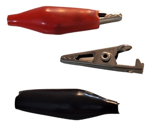 Pinza Cocodrilo Miniatura Aislado Rojo Y Negro Pack X 10 U 1