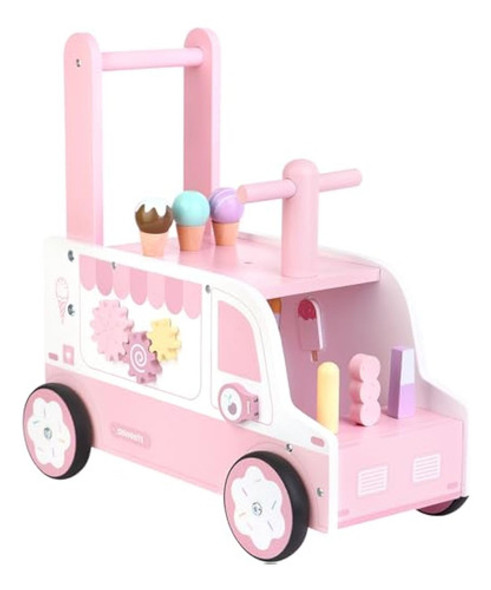 Asweets Andador De Madera Para Bebés Con Ruedas, 0