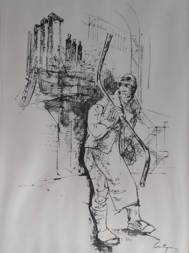 Juan Carlos Castagnino - Grabado - Obrero - Enmarcado 0