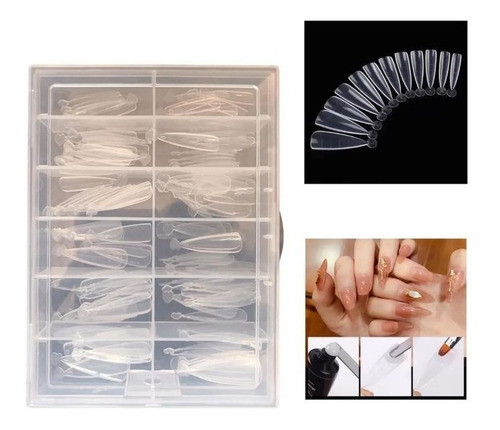 120 Cápsula Dual Stiletto Uñas Esculpidas Gelificada Tips 0