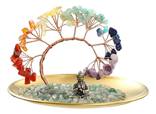 Árbol De Cristal De 7 Chakras - Estatua De Buda - Árbol Del 0