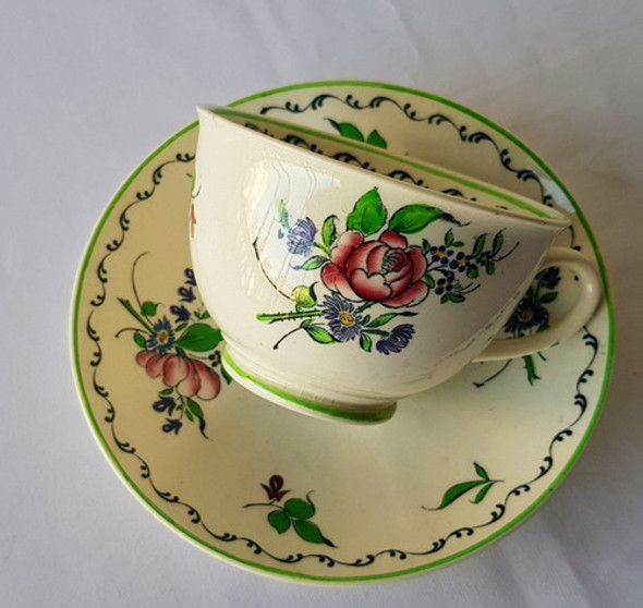 Juego Taza Y Plato De Té Loza Inglesa Palissy French Bouquet 1