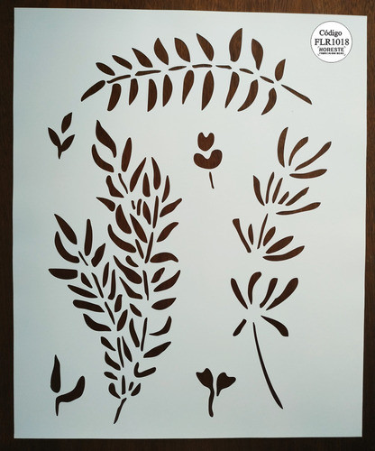 Stencil Hojas Mural Decoración Paredes Pintura Flr1018 50x60 0