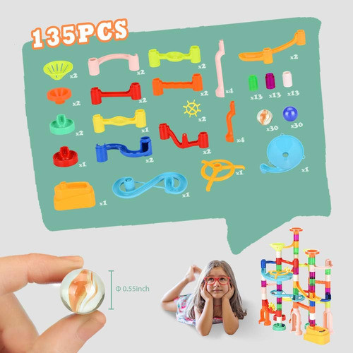 ~? Marble Run, 135 Pcs Marble Maze Building Block Toys Gravi 1
