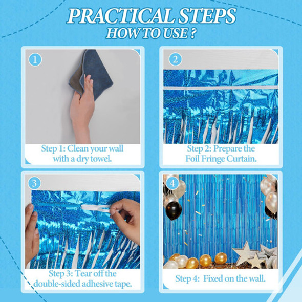 Telón De Fondo Con Flecos Decockrat Láser Azul, 1 X 2 Unidad 1