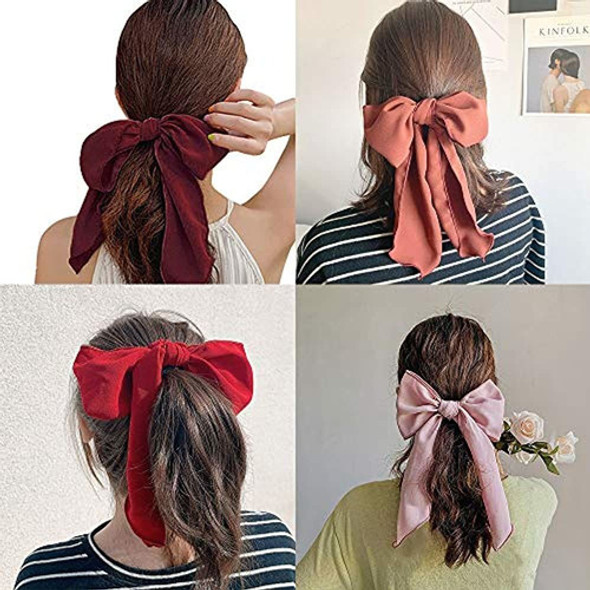 7 Piezas Lindo Bowknot Gasa Bufanda Para El Cabello Scrunchi 1
