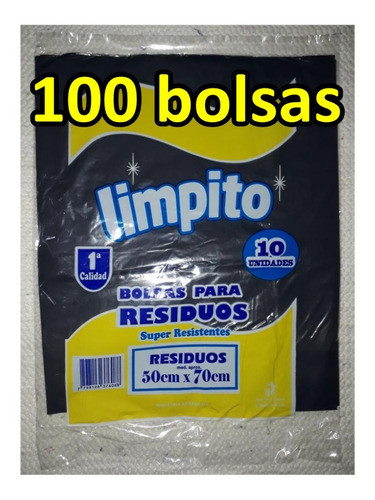 100 Bolsas Para Residuos Basura Consorcio Negras 50cm X 70cm 0