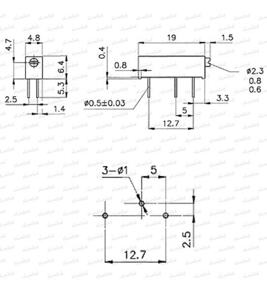 25 Preset Trimpot 3006p 15 Vueltas Horiz 200k (204) 1