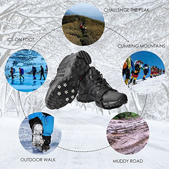 Crampones De Traccion  Para Hielo Nieve Senderismo- Negro 1