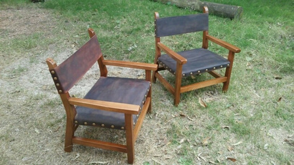 Sillón Leñero En Madera Y Cuero 1