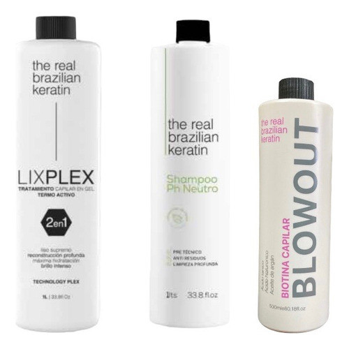 Kit Blow Out Biotina + Lix Plex + Shampoo Neutro The Real 0