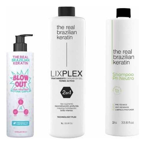 Kit Blow Out Biotina + Lix Plex + Shampoo Neutro The Real 1