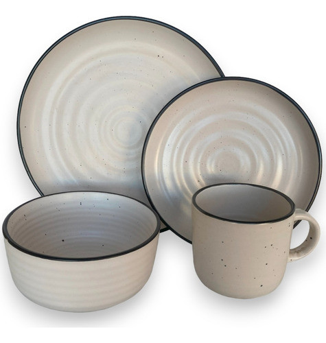 Juego De Vajilla 16 Piezas Blanco Con Borde - Vajilla Cerami 1