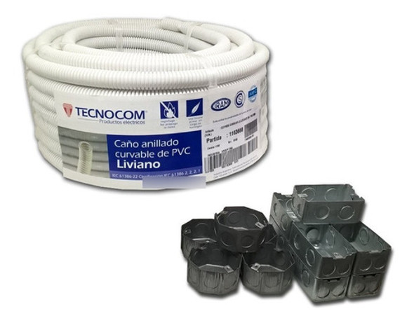 Kit Instalación Caño Ignifugo 3/4 Con Octogonal Rectangular 0