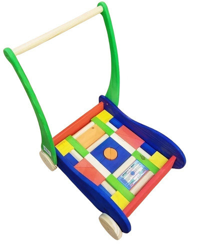 Carro Carrito Caminador De Empuje Madera +36 Bloques Bebes 0