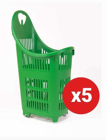 Canasto Plástico Autoservicio Supermercado 4 Ruedas 70l X5 U 0