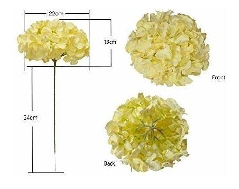 Hortensias Artificiales X6u - Diametro 22cm - Amarillo 1