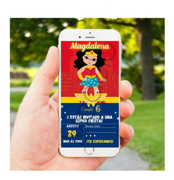 Tarjeta Invitación Digital - Cumpleaños Mujer Maravilla 1