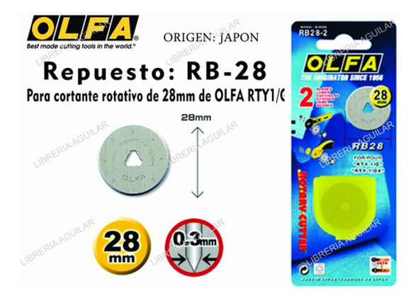 Repuestos De Cutter Olfa Rb 28 Mm P Rotativo De Rty1/g 2un 1 Repuestos De Cutter Olfa Rb 28 Mm P Rotativo De Rty1/g 2un 1