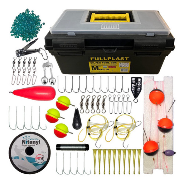 Set De Pesca Caja Grande Completa Pejerrey Lineas Yoyo Tanza 0