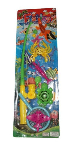 Juguete Unisex Caña De Pescar Iman Con Animales Marinos 0