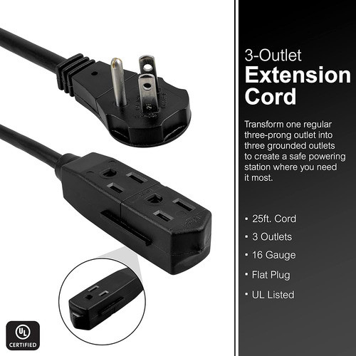 Cable De Extensión Plano De 3 Salidas Ge Cable De Extensión 1