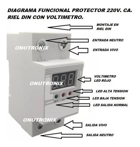 Protector Alta Baja Tension 220 Vca 100a Din Automatico Volt 1
