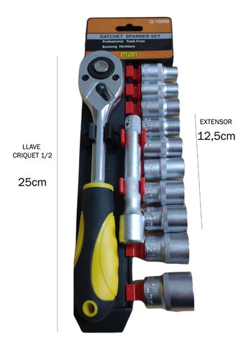 Juego Llaves Tubo 12 Piezas Cromo Vanadium Crique 1/2 1