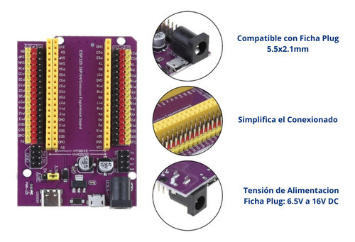 Placa Base Mother Nodemcu Esp32 Wroom 38 Pines Micro Y Usb-c 1