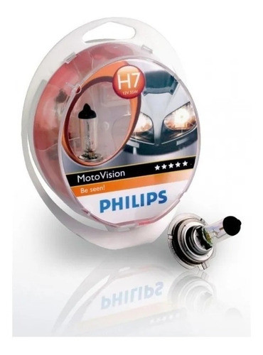 Lampara Moto Halogena H7 Philips Motovision + 30% 0