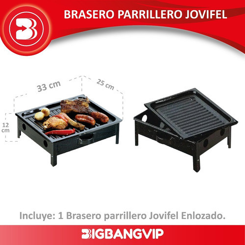 Brasero Parrilero Enlozado Jovifel 33x25 Asado Pollo Verdura 1