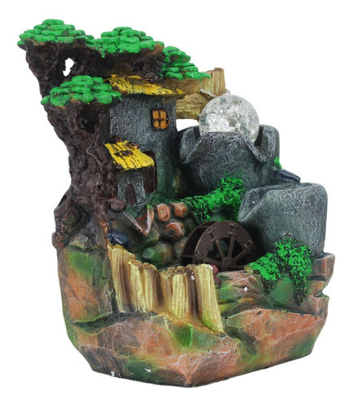 Fuente De Agua Cascada Cabaña Y Cuencos  Bola Cristal  Luz 1 Fuente De Agua Cascada Cabaña Y Cuencos  Bola Cristal  Luz 1