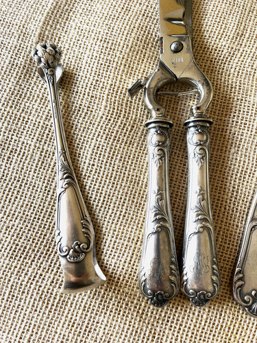 Seis Antiguos Cubiertos De Servicio Broggi Con Monogramas 1