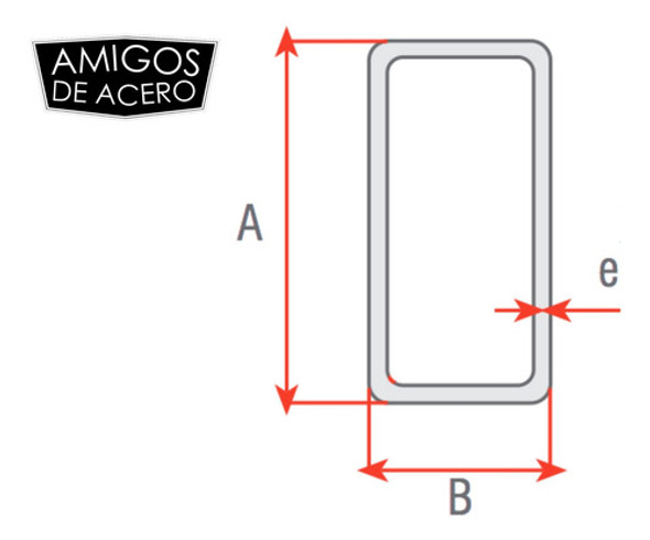 Caño Estructural Rectangular 60 X 30 X 1,6mm -barra 6mts- Ha 1