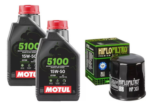 Kit Service Kawa Versys 650 Hiflo Hf303 + Aceite Motul 5100 0